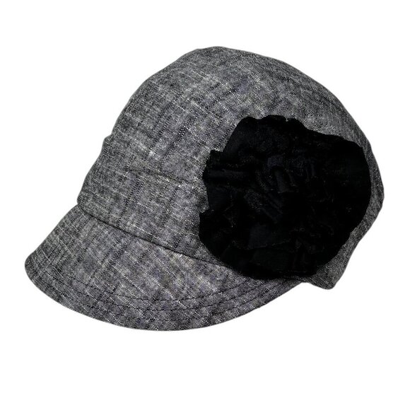 NWT BETMAR New York Newsboy Cap With Flower Gray Adjustable Retro Style main image 4